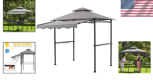 Portable Outdoor Gazebo Canopy with Side Awning for Grilling – Easy Assembly