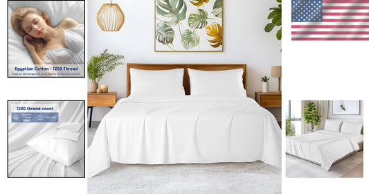 Eco-Friendly 1200 Thread Count Egyptian Cotton Sheet Set - Breathable & Soft
