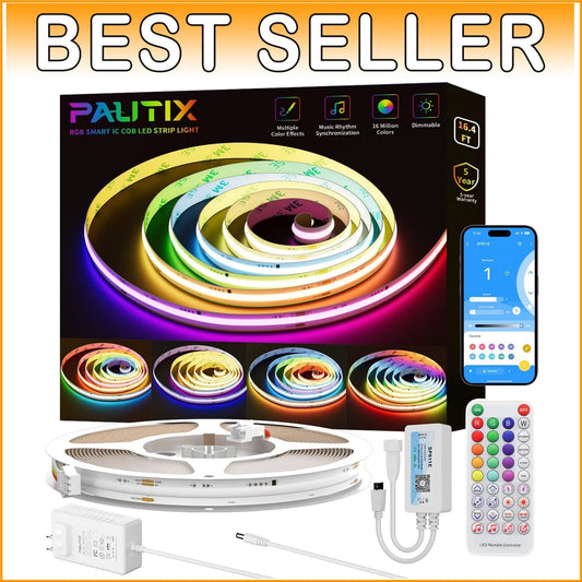 Flexible 16.4ft RGB Smart LED Strip; Music Sync & Timer Functions Included
