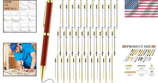 DIY Wood Turning Pen Kit - 30 Pcs in Black, Silver, Gold for Personalized Gifts