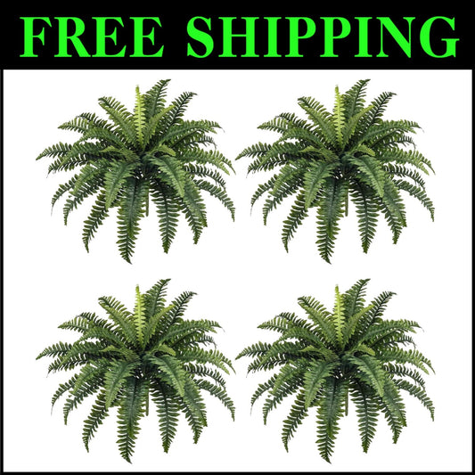 Realistic 35" Fake Boston Ferns - 4 Bespoke Bundles for Low Maintenance Elegance