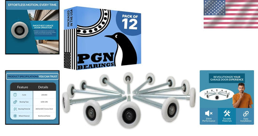 12-Pack of Low-Friction 2" Nylon Garage Door Wheels - Quiet Operation with Seals