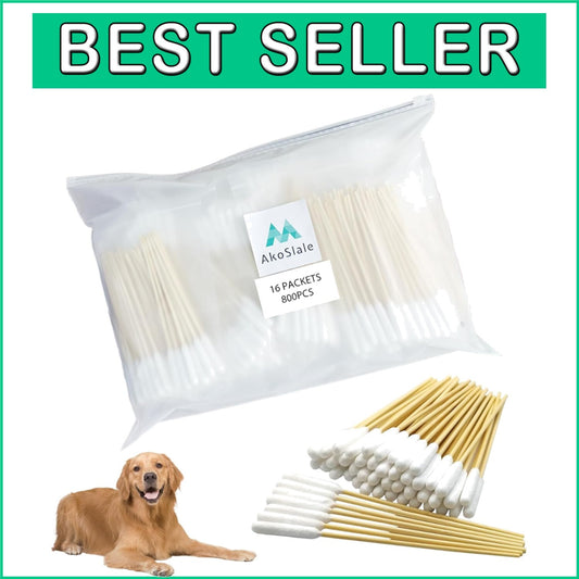 Large Pack of Eco-Friendly Cotton Swabs for Pet Ear Care - 800 Gentle Swabs