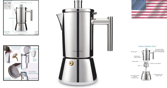Elegant Italian 4-Cup Stainless Steel Espresso Maker – Safe and Durable Design