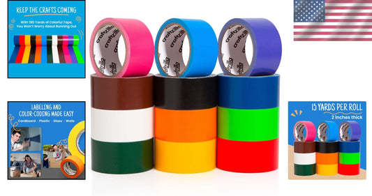 180 Yards of Rainbow Duct Tape - 12 Pack - Perfect for Fun Crafts & School