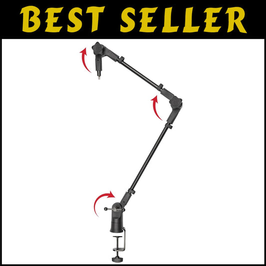 360-Degree Rotating Boom Arm - Ideal Desk Mic Stand for Podcasts & Broadcasts
