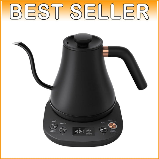 Elegant Black Electric Kettle with LCD Display and Automatic Shut-Off Feature