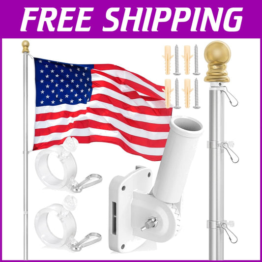 Durable 6FT Flagpole with Heavy-Duty 3x5 American Flag for Outdoor Display