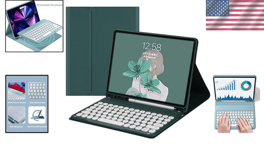 Lightweight Bluetooth Keyboard Case with Round Keys for Galaxy Tab A9 Plus