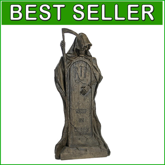 12" Tall Grim Reaper Statue - Lightweight Outdoor Tombstone for Spooky Displays