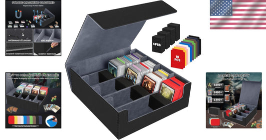 Waterproof 4-Row Card Deck Case for Magic Cards with Colorful Dividers Included