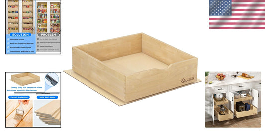 Easy Install Pull-Out Storage Drawer for Kitchen Cabinets - 70 lb Capacity