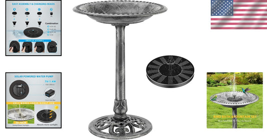 Elegant Polyresin Garden Fountain & Bird Bath Combo - Lightweight & Durable