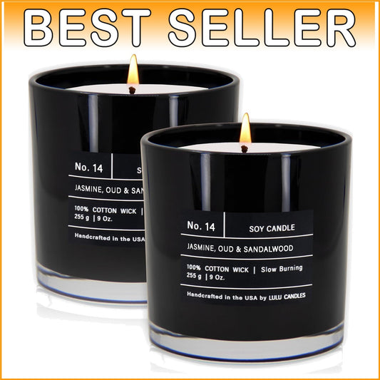 Eco-Friendly Jasmine, Oud & Sandalwood Candle Duo - Highly Scented & Memorable
