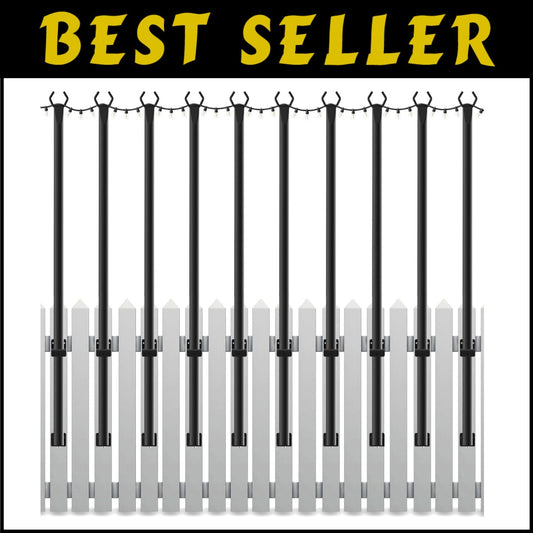 10 Pack Outdoor Hanging Light Poles - 5ft Metal Stakes for String Lights & Décor