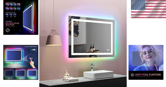 Anti-Fog 40"x32" LED Vanity Mirror with RGB Backlight - Stylish and Functional