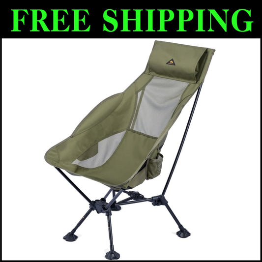 Breathable High-Back Folding Chair with Anti-Sinking Feet - Perfect for Outdoors