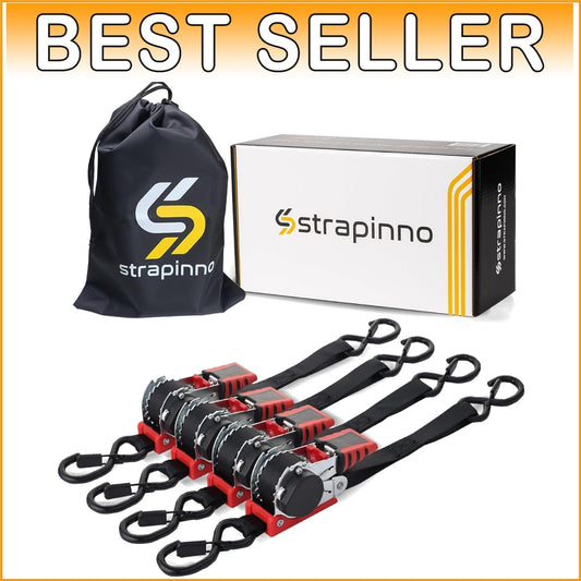 4-Pack 1" x 10 ft Heavy-Duty Retractable Ratchet Straps - Easy Hauling Solution
