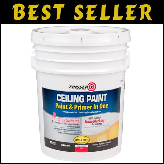 Ceiling Paint & Primer in One - 5 Gallon Matte Bright White, Stain Resistant