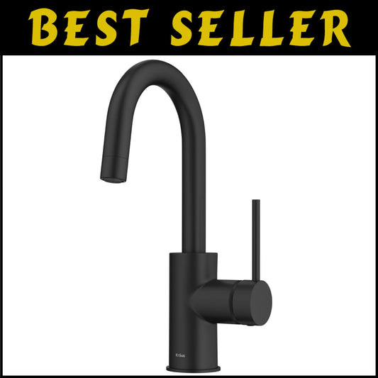 Contemporary Black Kitchen Faucet - Compact Design with Dual-Function Spray