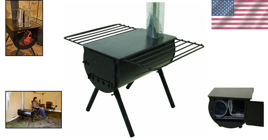 Efficient Wood-Burning Stove with Cook Top & Easy Transport – Camping Essential