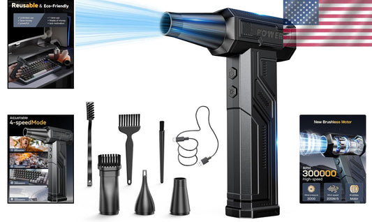 Eco-Friendly Electric Air Duster with Long-Lasting Battery & 12-Month Support