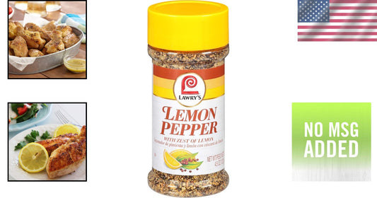 Lemon Pepper Seasoning with No MSG - 4.5 oz Pack of 12, Perfect for Grilling