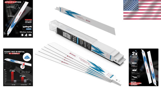 25 Pack 12 Inch Bi-Metal Reciprocating Saw Blades for Precision Metal Cutting