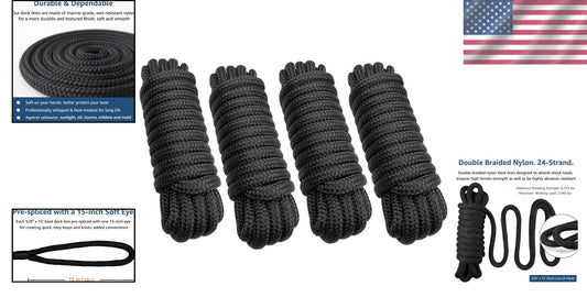 Double Braided Nylon Docking Lines 5/8" x 15' - Ultimate Strength & Durability
