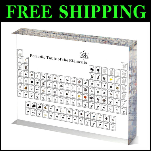 Large Acrylic Periodic Table with Real Elements - Unique Gift for Science Lovers