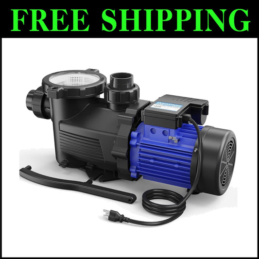 Efficient 1.5HP In/Above Ground Pool Pump - Plug and Play, Low Maintenance