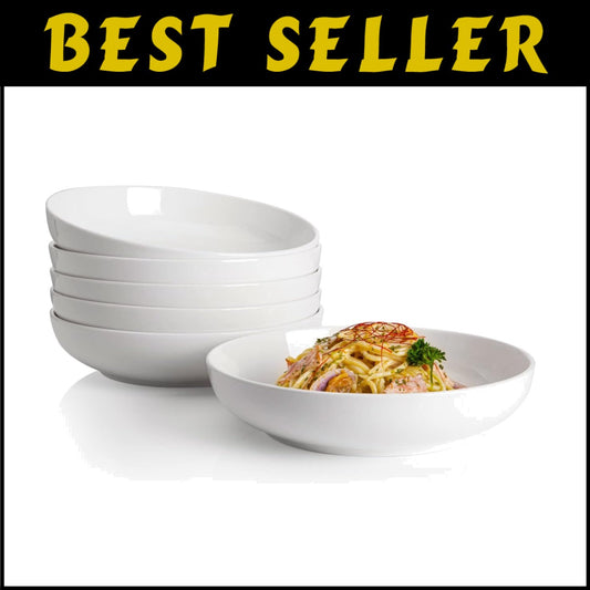 Durable 22oz White Porcelain Bowls - Set of 6 for Elegant Dining Experiences