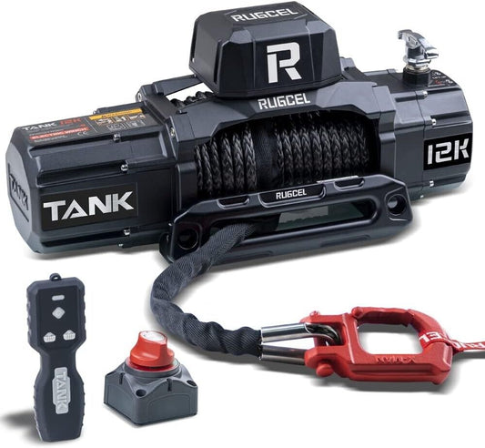 12000lb Waterproof Electric Winch with Synthetic Rope & 2-in-1 Remote Control