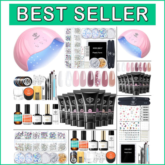 DIY Nail Art Essentials: 8 Rosy Poly Gel Colors & 48W Lamp for Stunning Results