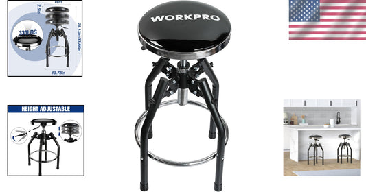 Black Heavy Duty Shop Stool - Hydraulic Height Adjustable 29in to 33.86in