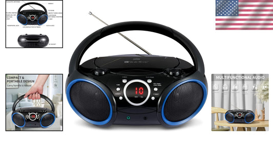 030C Portable CD Player Boombox with AM/FM Radio & Aux for Easy Connectivity