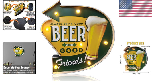 Charming Vintage Light Up Sign - Handmade Wall Art for Kitchen & Living Room