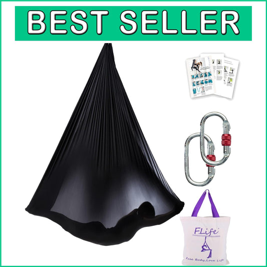 Durable Black Aerial Yoga Hammock for Inversions & Strength Training - 3.3 lbs