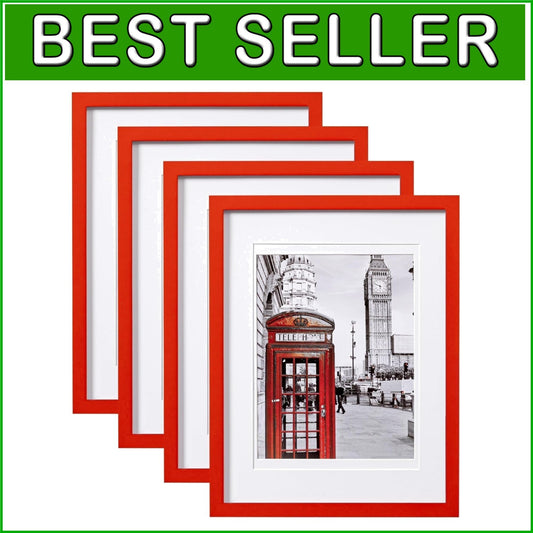 Chic 4-Pack 11x14 Picture Frames with Real Glass & Easy Display - Red Finish