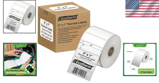 High Tack 3" x 1" Thermal Labels - 5240 Matte Adhesive for Multiple Surfaces