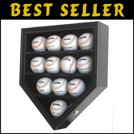 Wall-Mounted Baseball Display Case for 12 Balls with UV Protection & Locks