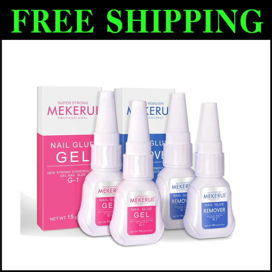 2 Sets Strong Nail Adhesive and Rapid Remover for Professional Quality Nails