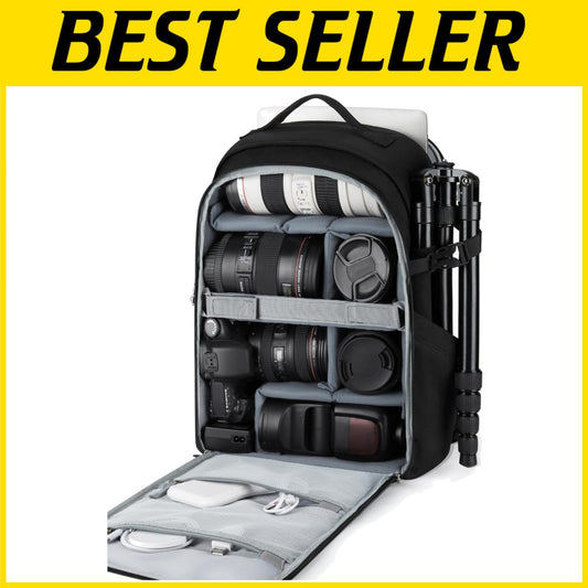 Customizable Photographer's Backpack with Padded Straps & Weather Protection
