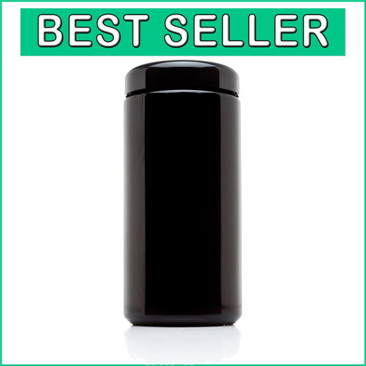 Classic Airtight Glass Jar - 1L UV Black Storage with Screw Top Lid, 3 Pack