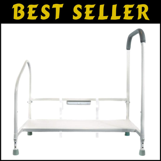 Stainless Steel Bed Step Stool & Rails with Motion LED Light for Fall Prevention