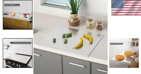 23.6 x 19.6 in Stainless Steel Cutting Board with Anti-Slip Mat - Heavy Duty