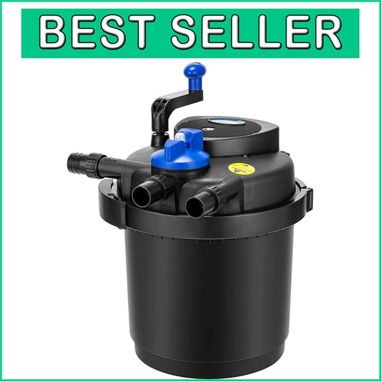 Easily Maintained Pond Filter with 13-Watt UV Light & Crank Cleaning Mechanism