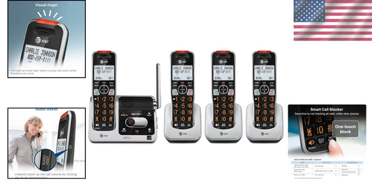 Advanced 4-Handset Cordless Phone with Digital Answering & Caller ID Announcer