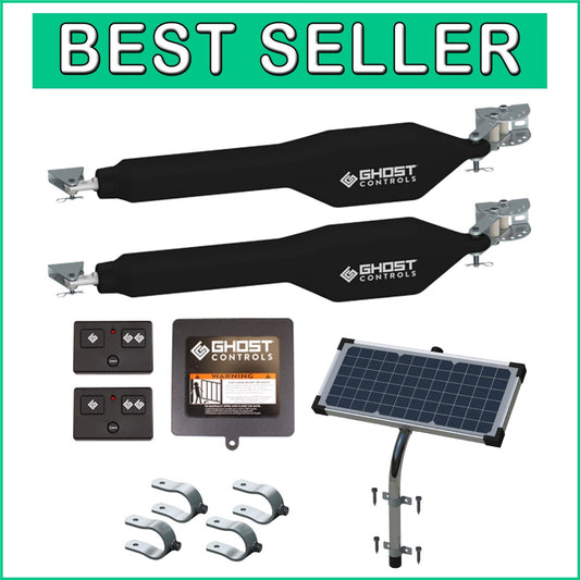 All-in-One Solar Gate Opener Kit for Driveway Swing Gates - 12V Battery Required