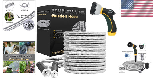 75FT Flexible Stainless Steel Garden Hose - Leak-Resistant & Durable Design